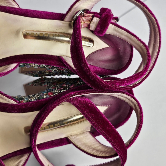 Sophia Webster Havisham Embellished Velvet Platform Sandals Size 38 US 7.5 - Picture 8 of 16